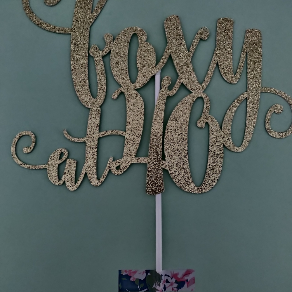 Elegant Gold 'Foxy at 40' Cake Topper